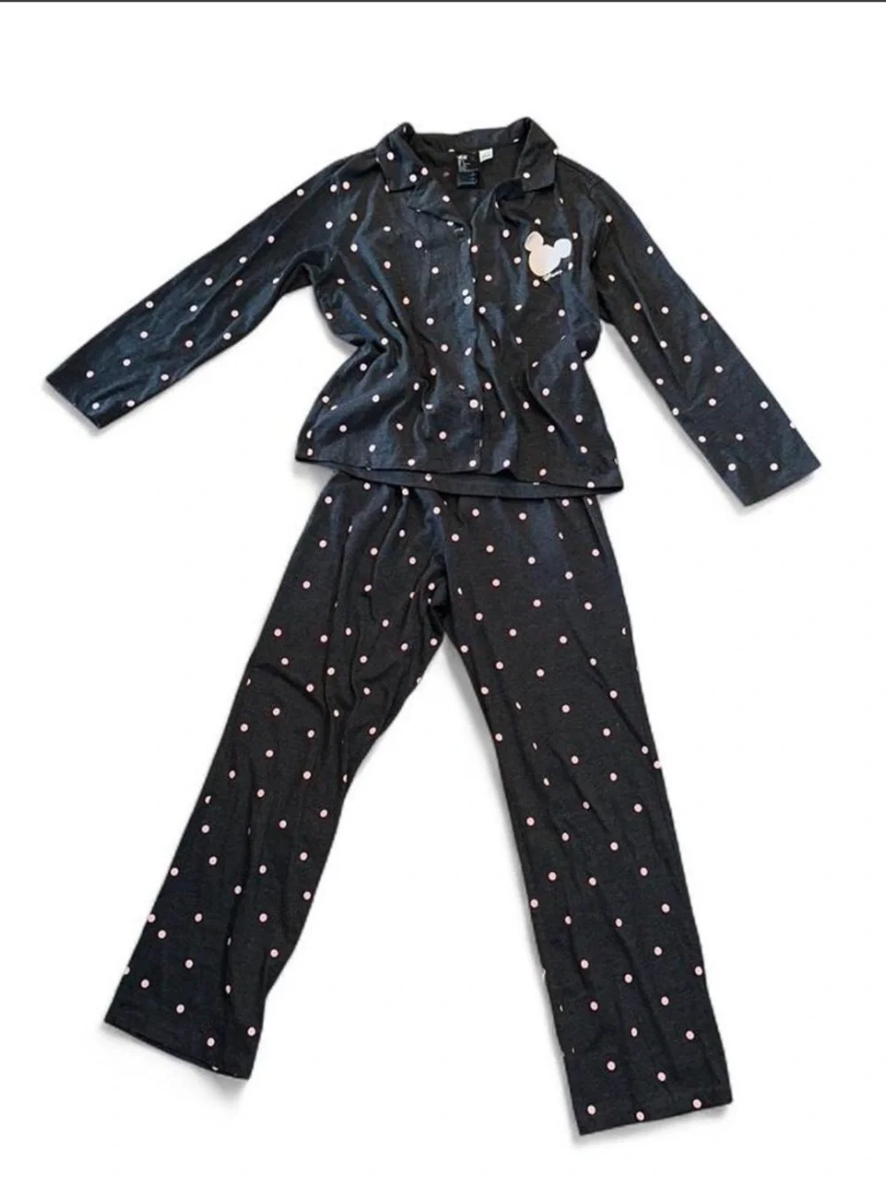 Women’s Disney x H&M Dark Gray Polka Dot Pajama Set with Pink Mickey Accent - Picture 2 of 7